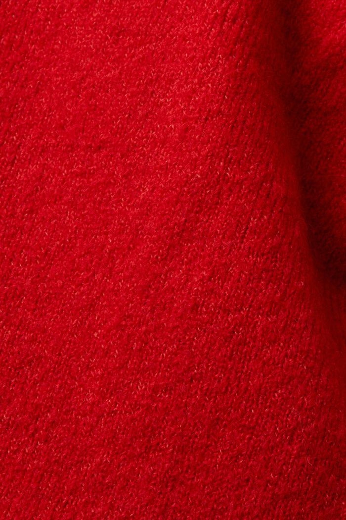 Wool Blend V-Neck Sweater, DARK RED, detail image number 5
