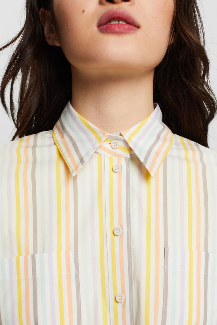 Oversized Striped Button-Down Shirt, OFF WHITE, detail image number 3