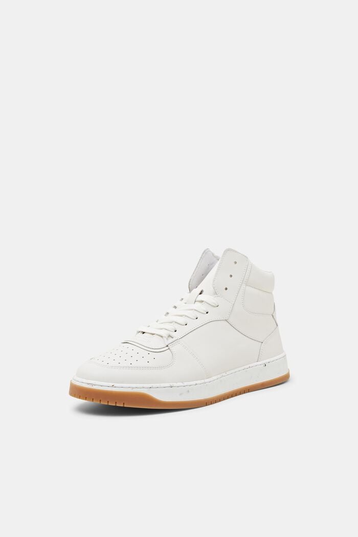 Leather High-Top Sneakers, WHITE, detail image number 2