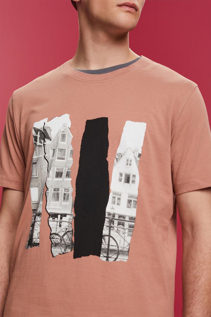 Crewneck t-shirt with print, 100% cotton, DARK OLD PINK, detail image number 2