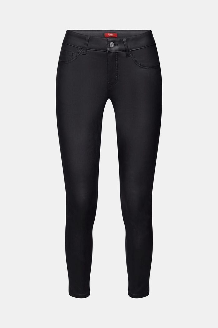 Mid-Rise Skinny Leg Coated Trousers, BLACK, detail image number 7