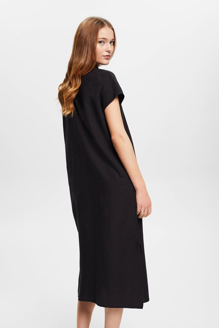 Blouse dress with linen, BLACK, detail image number 1