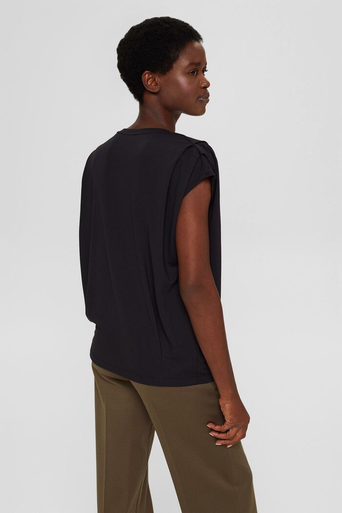 T-shirt with shoulder pads, LENZING™ ECOVERO™, BLACK, detail image number 3