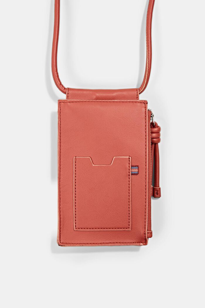 Vegan: smartphone bag with a zip compartment, CORAL RED, detail image number 2