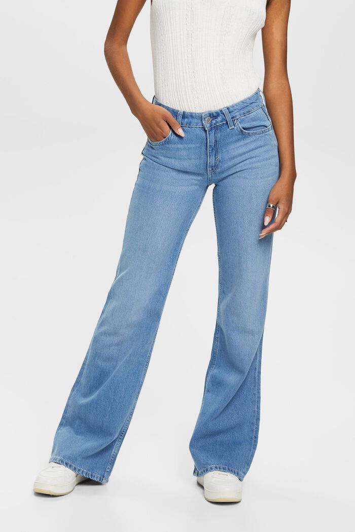 Mid-rise retro flared jeans, BLUE LIGHT WASHED, detail image number 0