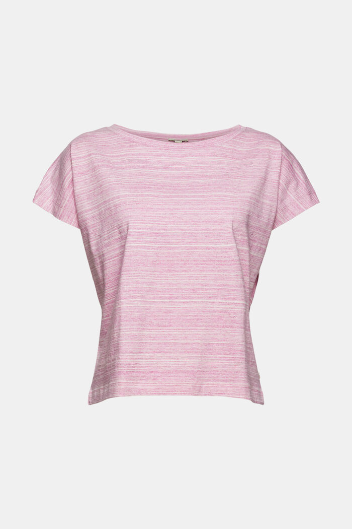 T-shirt in a melange striped look, PINK FUCHSIA, detail image number 2