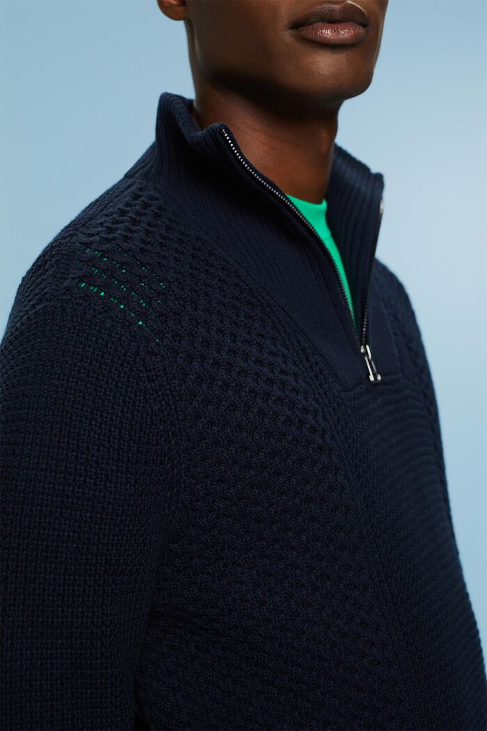 Cable Knit Half-Zip Sweater, NAVY, detail image number 3