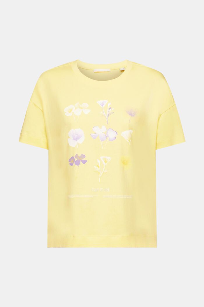 T-shirt with floral chest print, LIGHT YELLOW, detail image number 5