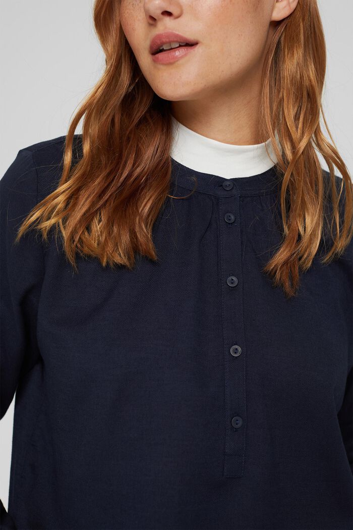 Henley blouse made of 100% cotton, NAVY, detail image number 2