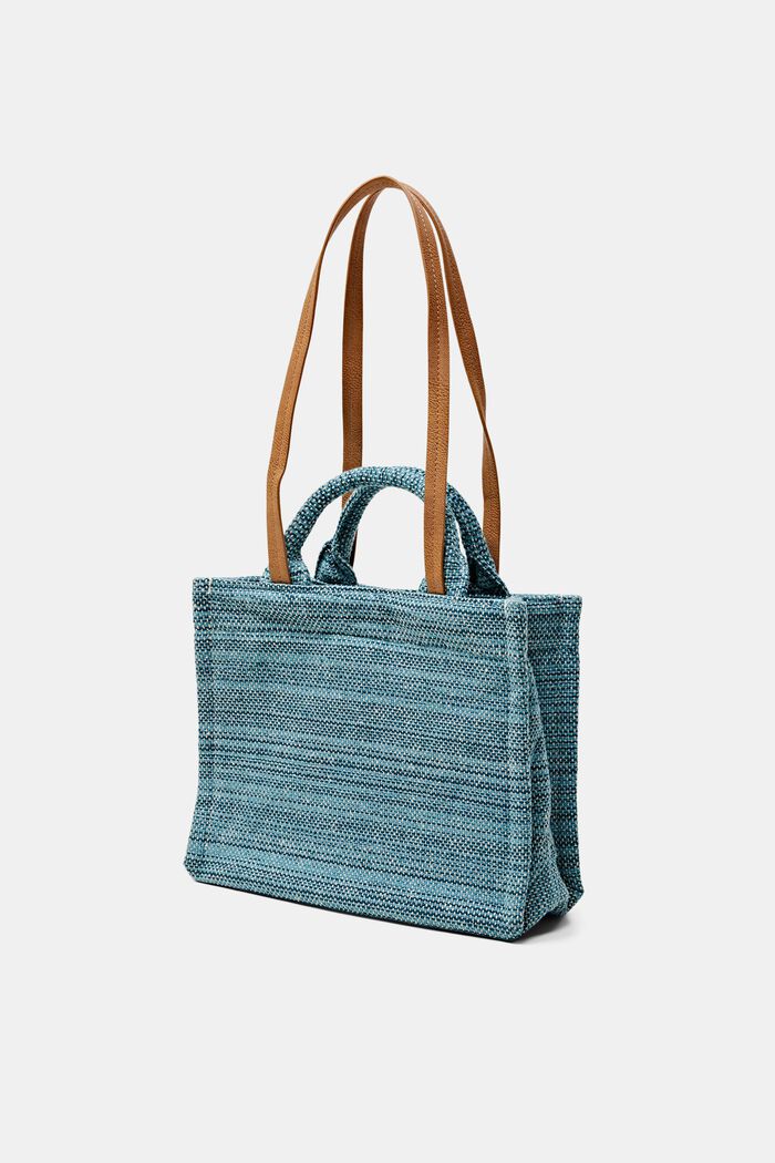 Small shopper bag in multi-coloured design, TEAL GREEN, detail image number 2