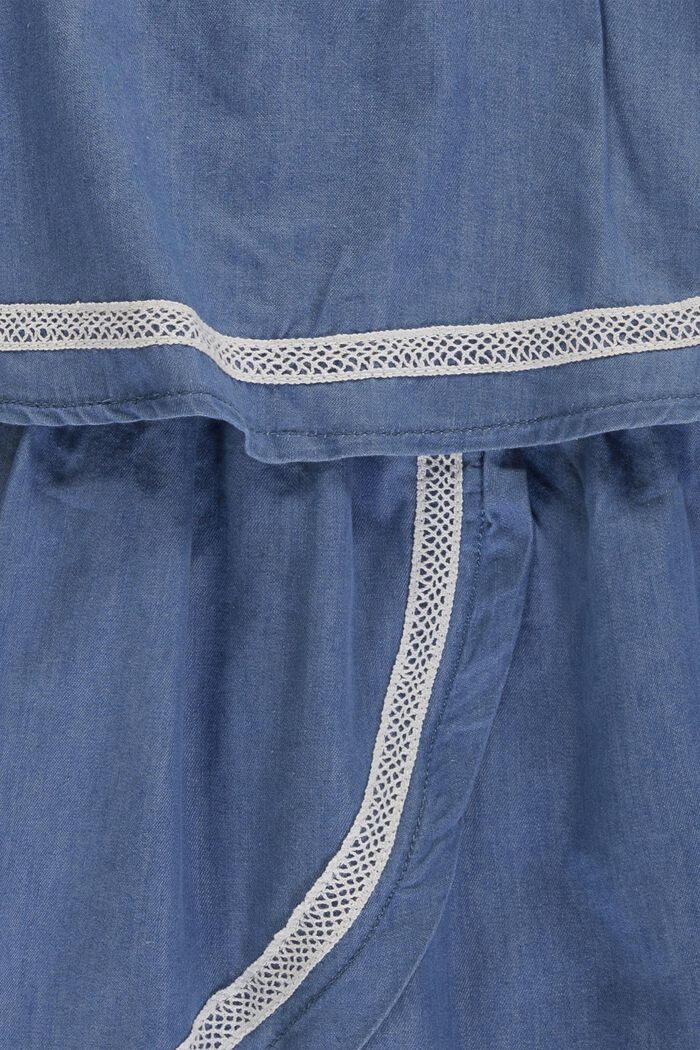 Denim-look lyocell dress with lace, BLUE LIGHT WASHED, detail image number 2