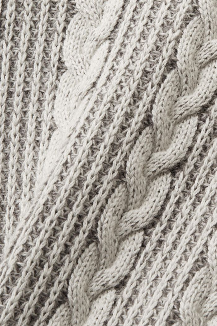 Cable-Knit Crewneck Sweater, BROWN GREY, detail image number 6