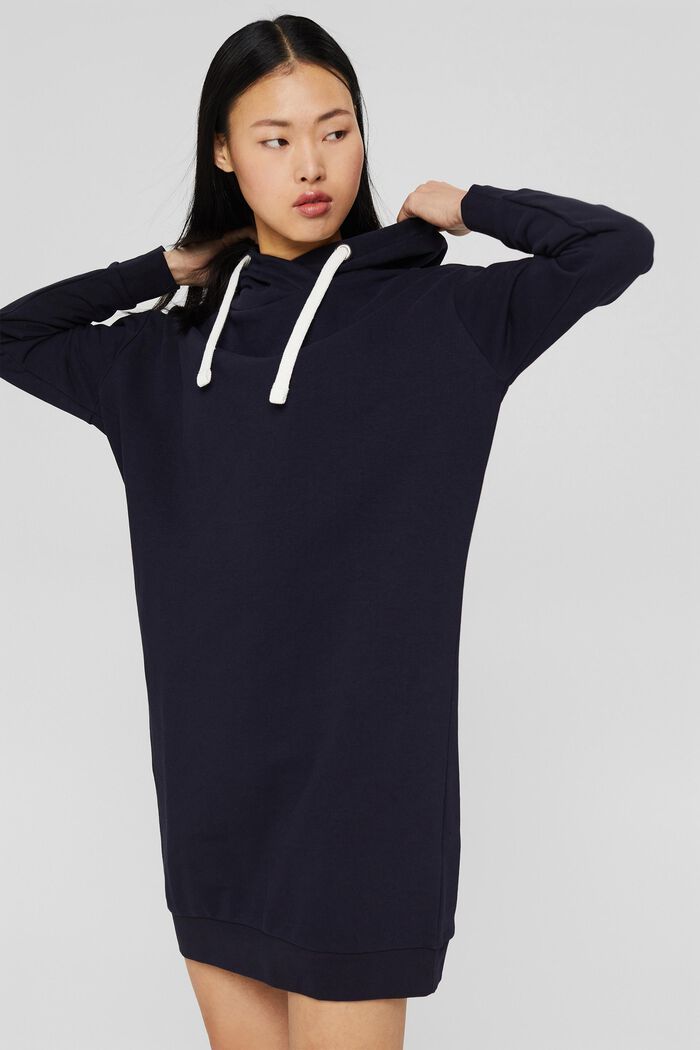 Made of recycled material: hoodie dress, NAVY, detail image number 0