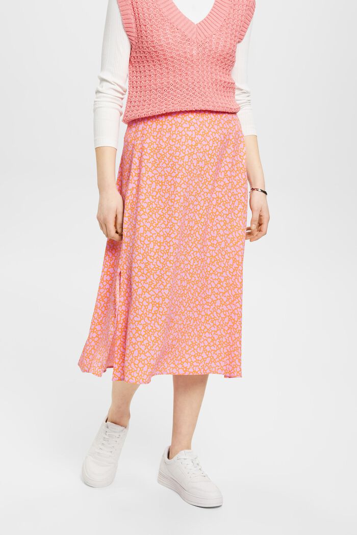 Midi skirt with all-over floral pattern, LILAC, detail image number 0