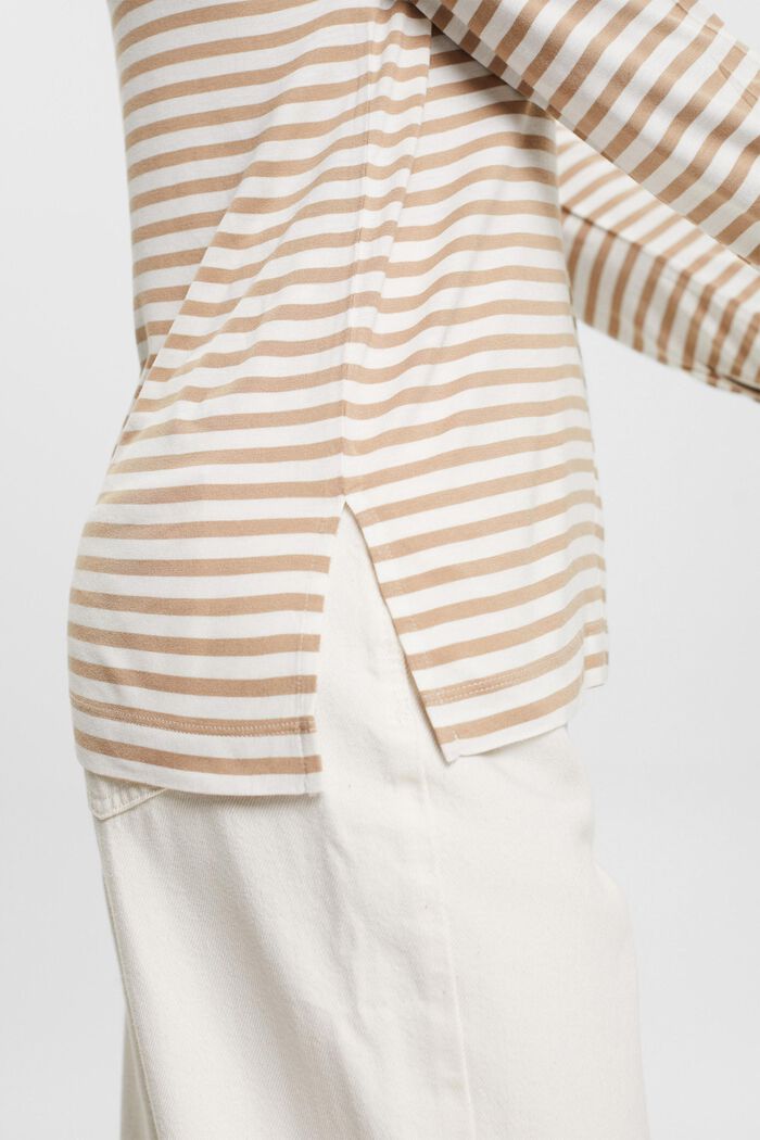 Striped long-sleeved top with buttons, OFF WHITE, detail image number 4