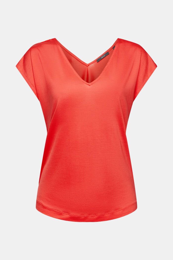 Made of TENCEL™: V-neck T-shirt, RED, detail image number 5