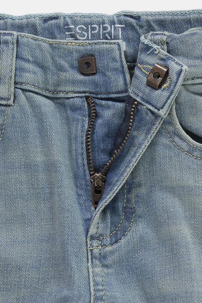 Washed stretch jeans with an adjustable waistband, BLUE BLEACHED, detail image number 2