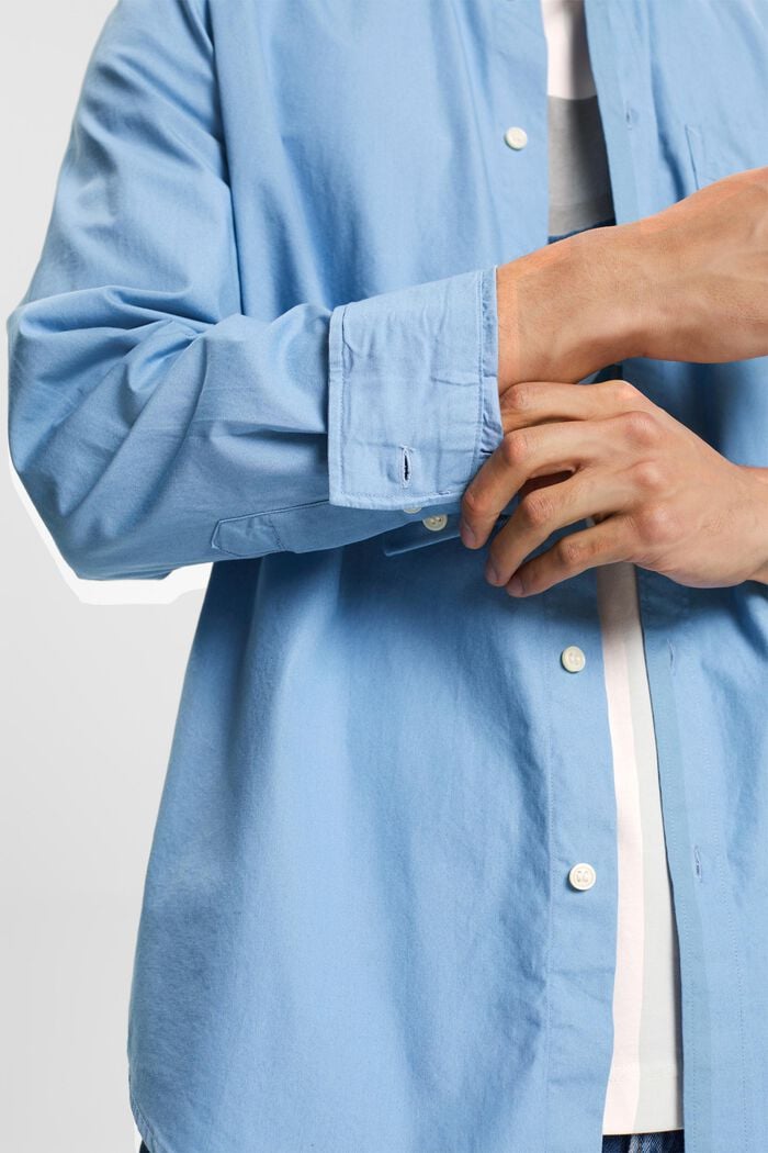 Poplin button-down shirt, 100% cotton, LIGHT BLUE, detail image number 4