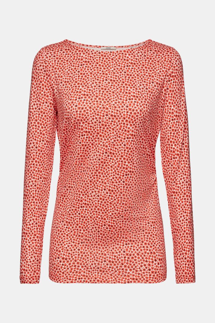 Long-sleeved top with all-over pattern, ORANGE RED, detail image number 7