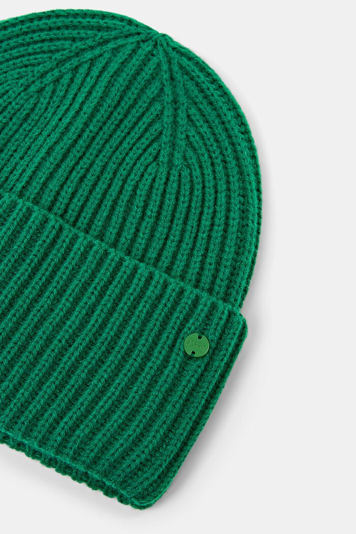 Rib Knit Beanie, GREEN, detail image number 1