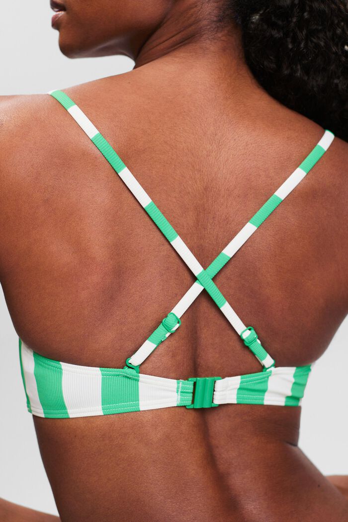 Striped Padded Bikini Top, NEW GREEN, detail image number 1