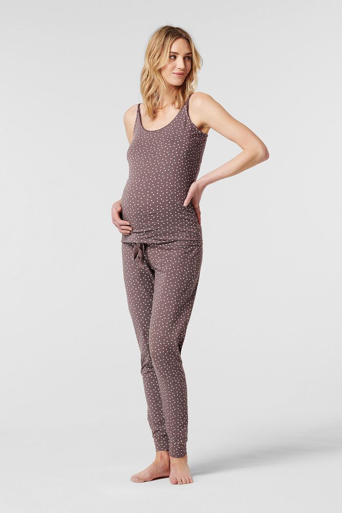 Nursing pyjama top, organic cotton, TAUPE, detail image number 0