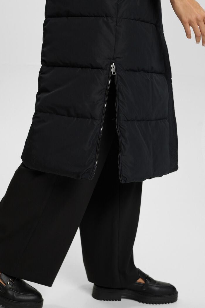 Recycled: longline puffer waistcoat, BLACK, detail image number 4