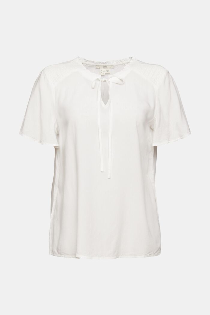 Blouse with ties, LENZING™ ECOVERO™, OFF WHITE, overview