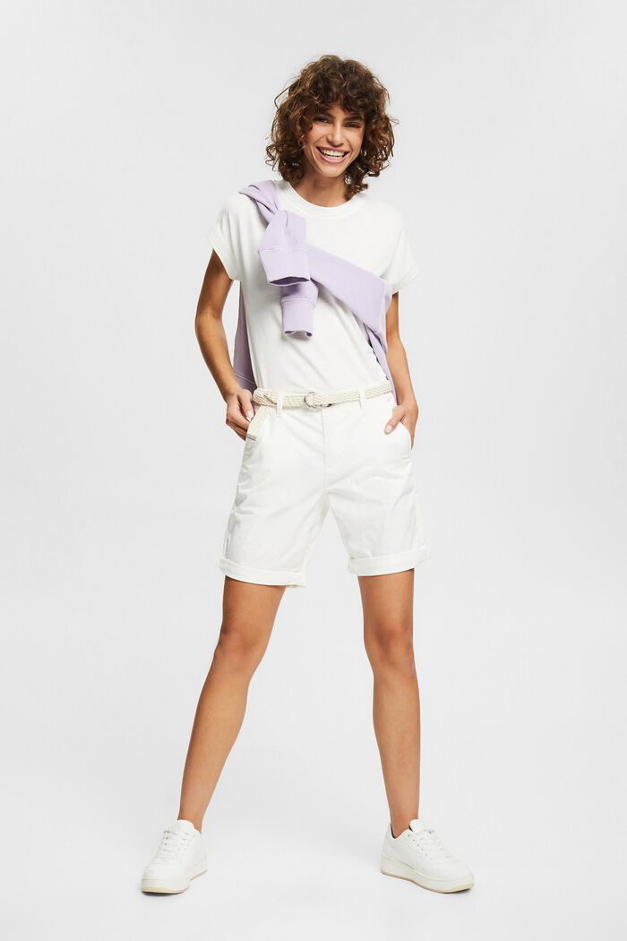 Shorts with a woven belt, WHITE, detail image number 1