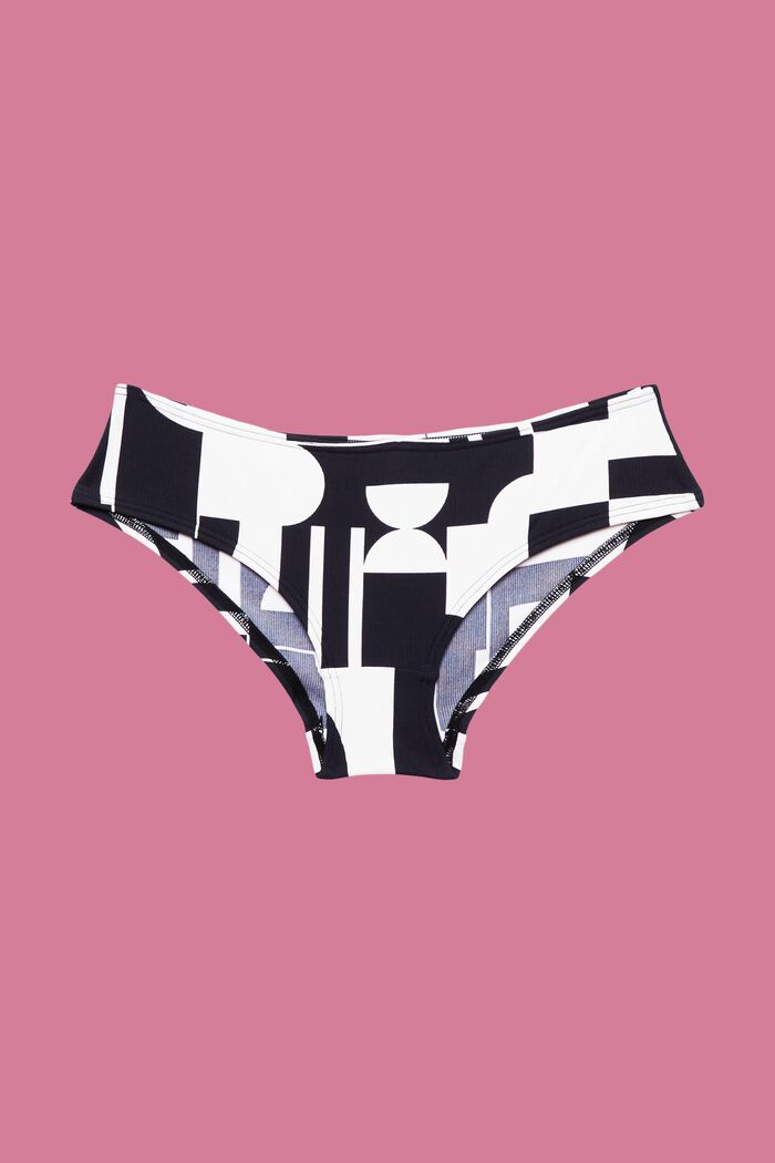 Hipster-style bikini bottoms with retro print, BLACK, detail image number 4