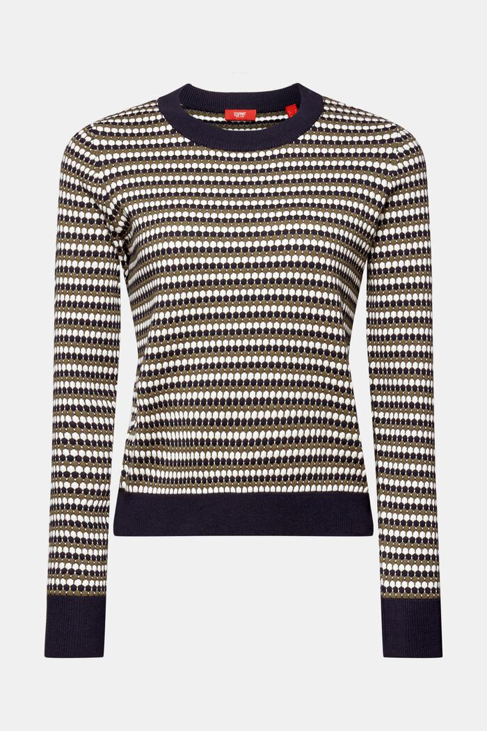 Multi-coloured jumper, cotton blend, NAVY, detail image number 6