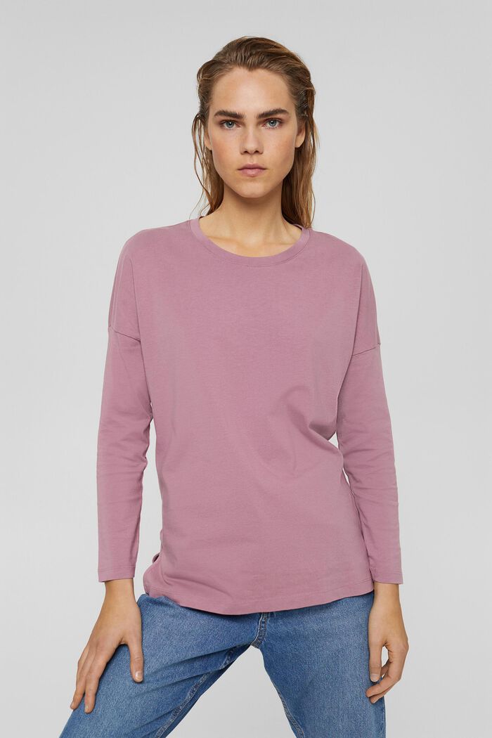 Long sleeve top made of 100% cotton, MAUVE, detail image number 0