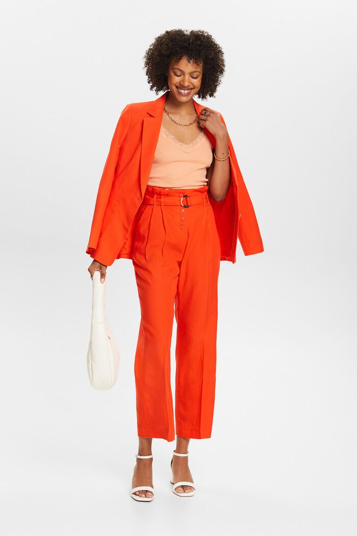 Mix and Match Cropped High-Rise Culotte Pants, BRIGHT ORANGE, detail image number 1