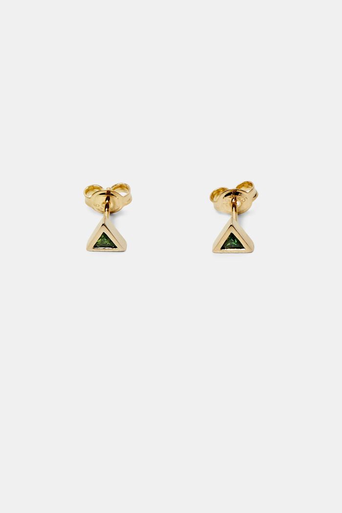 Triangle Glass Stud Earrings, GOLD, detail image number 0