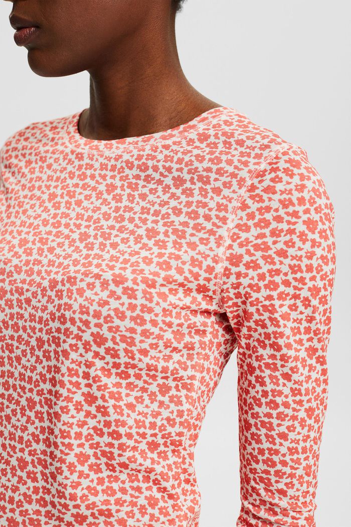 Patterned long sleeve top with TENCEL™, CORAL, overview