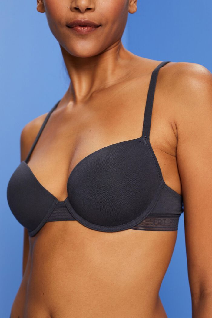 Recycled: padded underwire bra, ANTHRACITE, detail image number 1