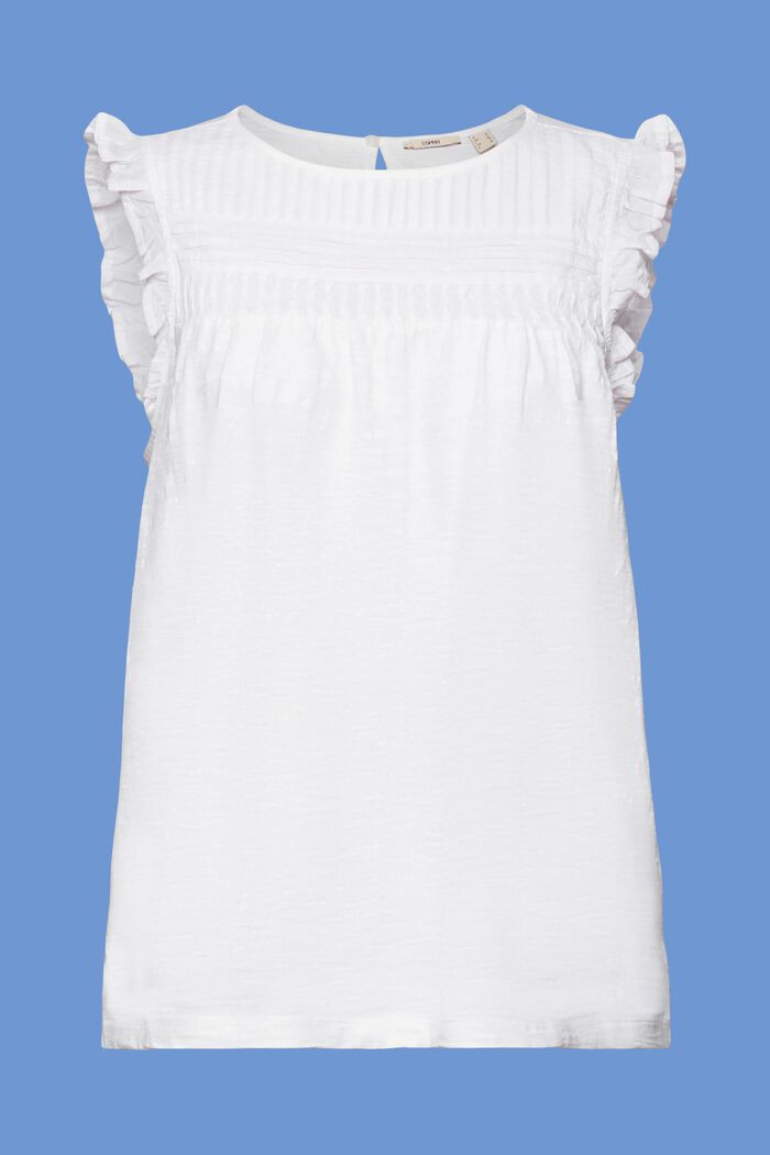 Jersey top with pin tucks and ruffles, WHITE, detail image number 5