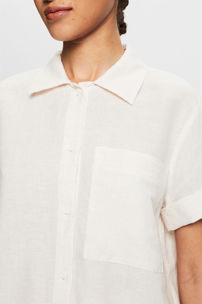 Cotton-Linen Shirt Blouse, CREAM BEIGE, detail image number 3
