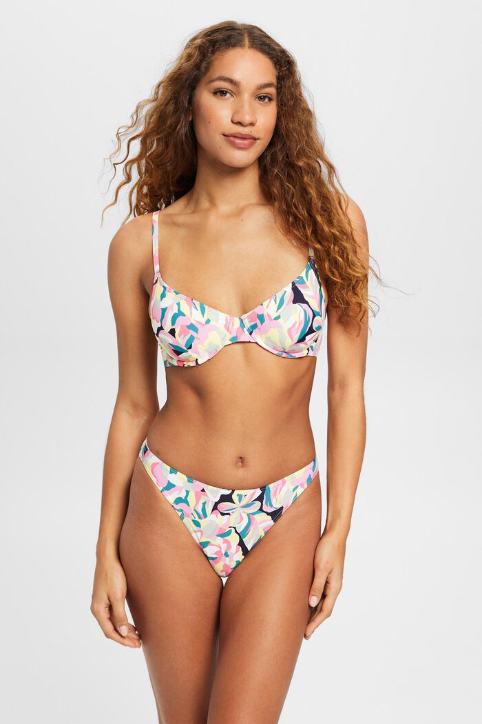 Carilo beach bikini bottoms with floral print, NAVY, detail image number 0