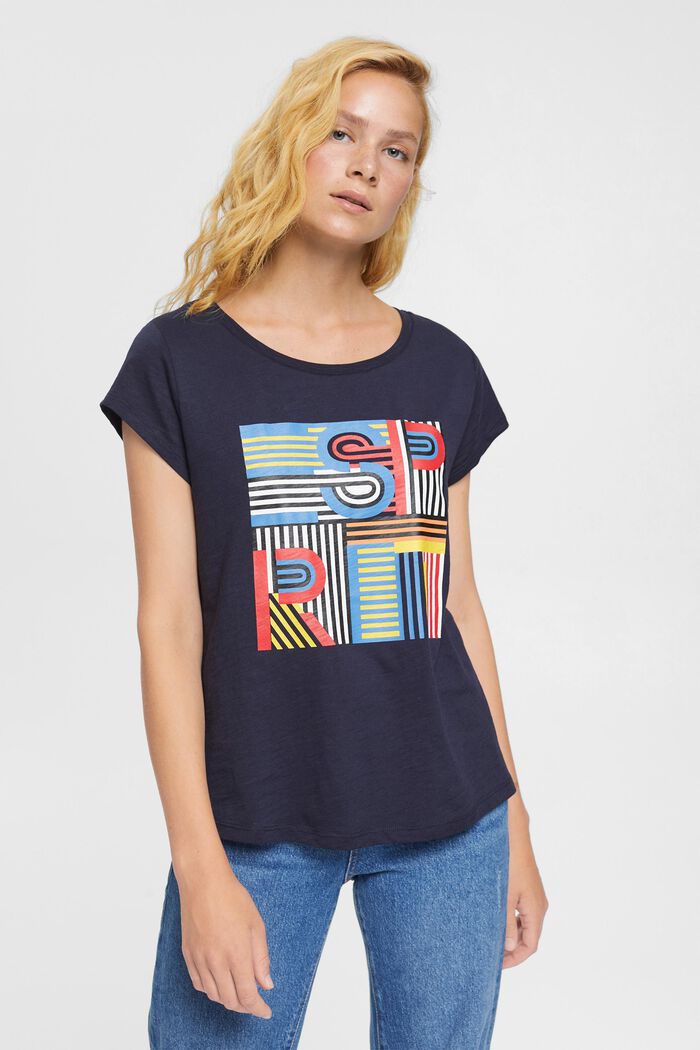 Slub T-shirt with print, 100% cotton