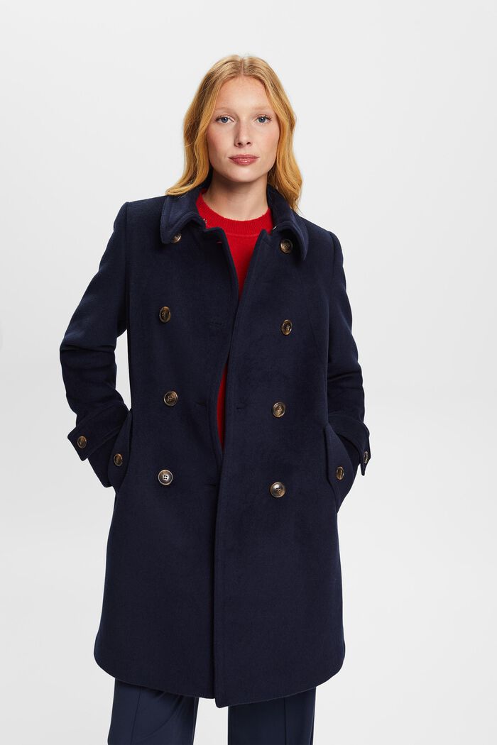 Recycled: wool blend coat, NAVY, detail image number 0
