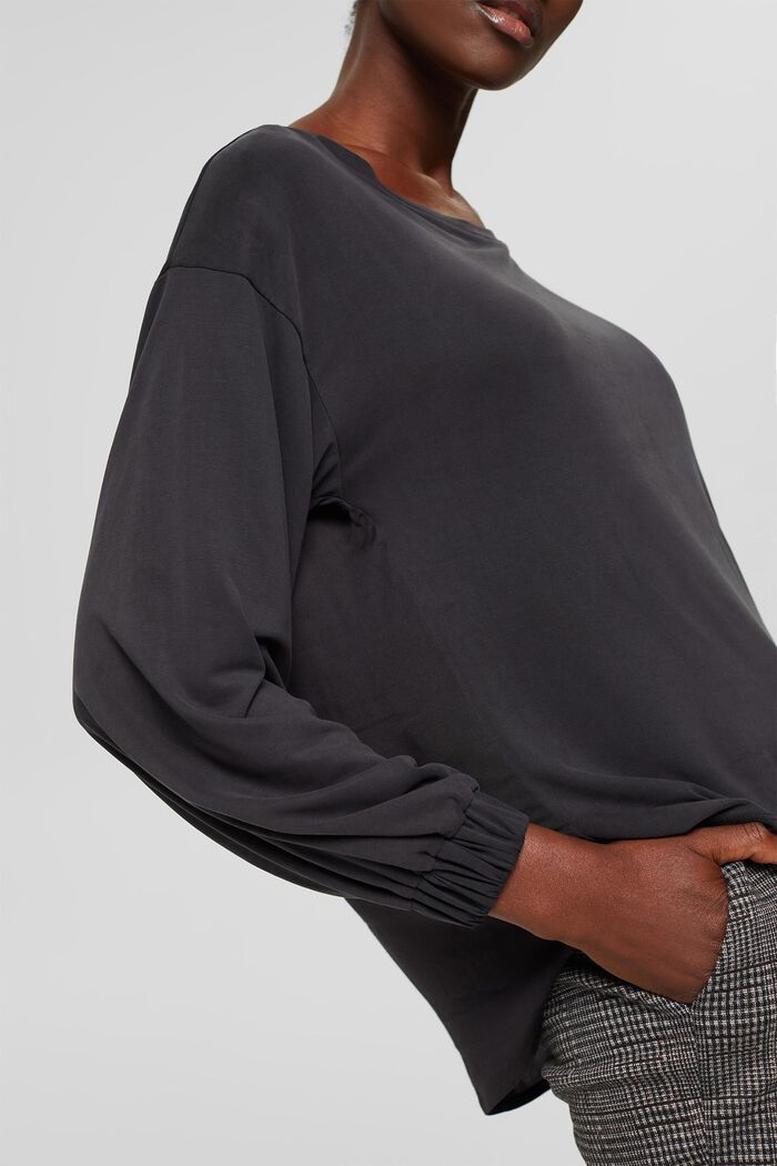 With TENCEL™: Soft long sleeve top, BLACK, detail image number 2
