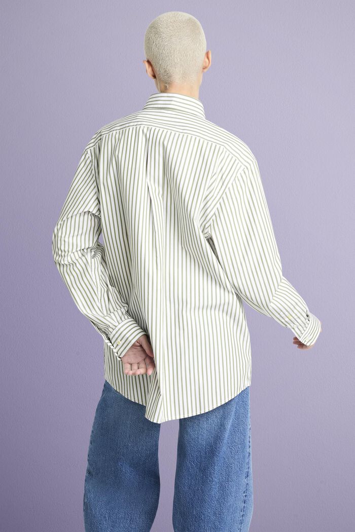 Striped Cotton-Poplin Shirt, LIGHT KHAKI, detail image number 1