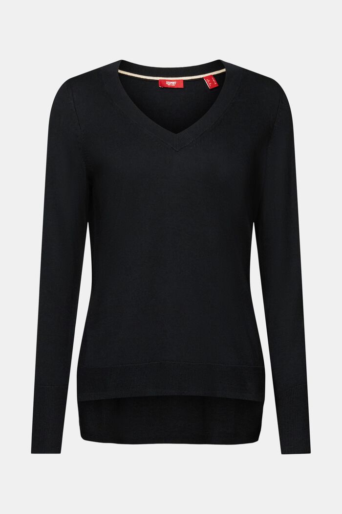 V-Neck Sweater, BLACK, detail image number 6