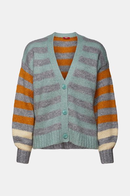 Striped Wool-Blend Cardigan