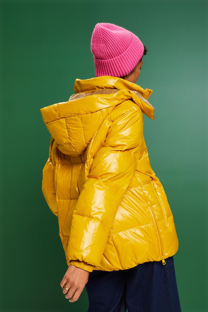 Recycled: puffer jacket with down, AMBER YELLOW, detail image number 2
