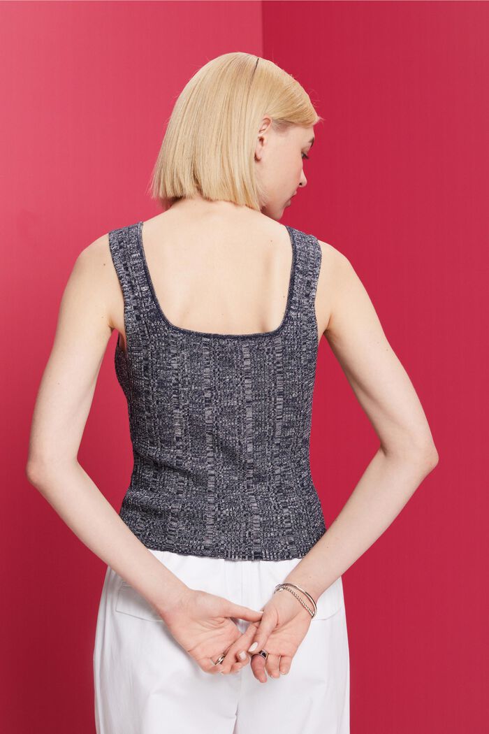 Sleeveless knit top with LENZING™ ECOVERO™, NAVY, detail image number 3