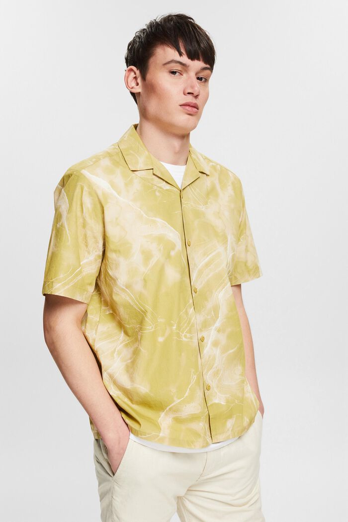 Shirt with a marbled print, LIME YELLOW, detail image number 0