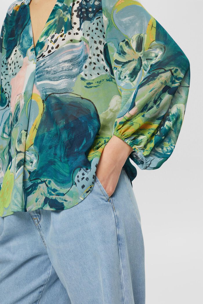 Patterned chiffon blouse, PASTEL GREEN, detail image number 2