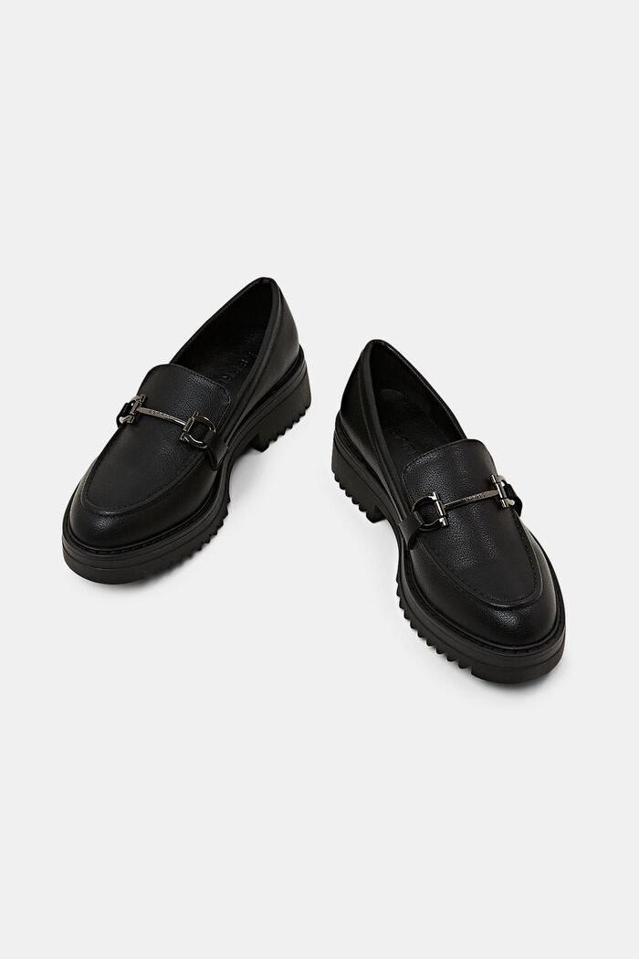 Vegan Leather Platform Loafers, BLACK, detail image number 6